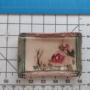 Antique Hand-painted floral Mid-Century jewelry, trinket, soap dish